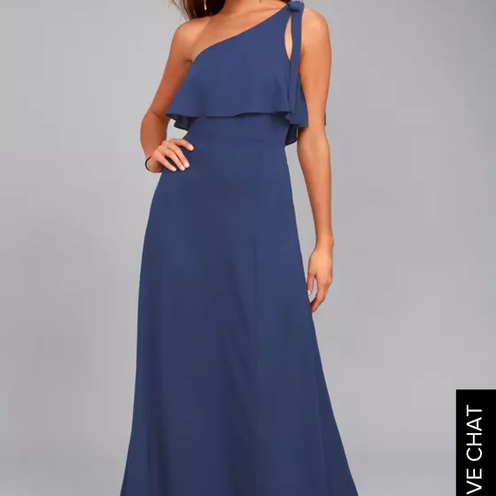 Lulus Navy Blue One Shoulder Dress XS NWT